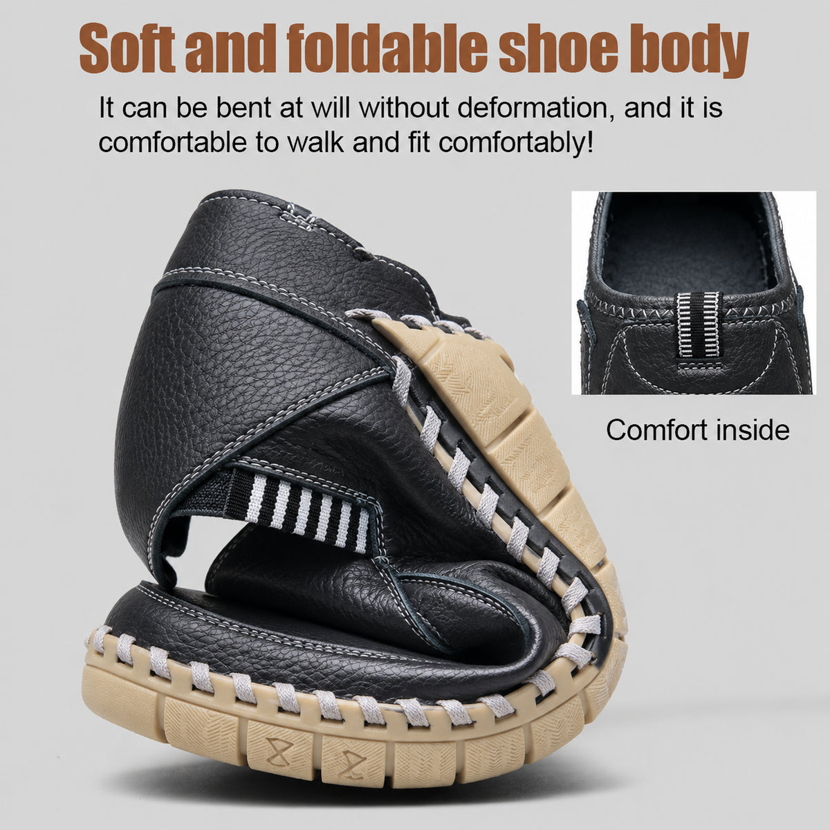 Men's Genuine Leather Slip-On Loafer | Athletic, Slip-ins, Max Cushioning, Glide-Step, Air-Cooled Goga Mat, Machine Washable