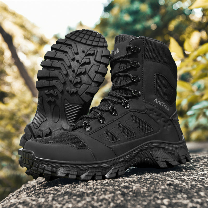 Men's Orthopedic Walking Boots - Built-In Arch Support; Waterproof Leather Upper; Wide Toe; Non-Slip; Ankle Support; Scratch&Smash&Puncture Resistant; Comfortable Hiking Boots