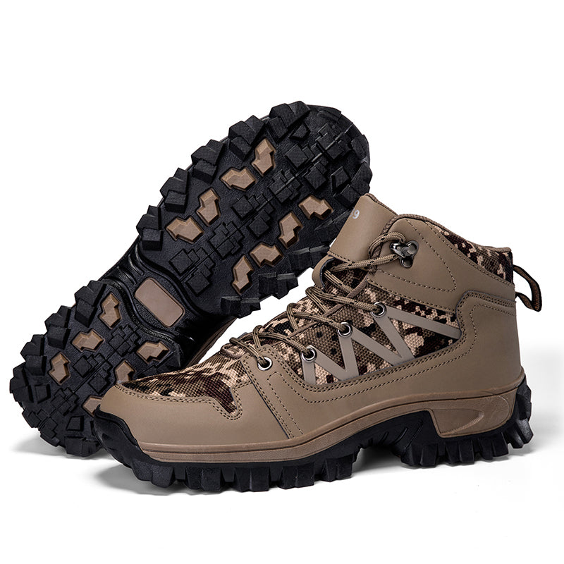 Men's Orthopedic Walking Boots - Built-In Arch Support; Ankle Support; Waterproof Leather Upper; Wide Toe; Non-Slip; Anti-Wear; Comfortable Hiking Boots