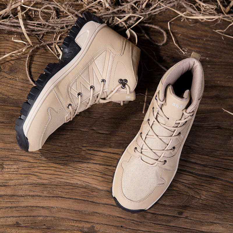Men's Orthopedic Walking Boots - Built-In Arch Support; Ankle Support; Waterproof Leather Upper; Wide Toe; Non-Slip; Anti-Wear; Comfortable Hiking Boots