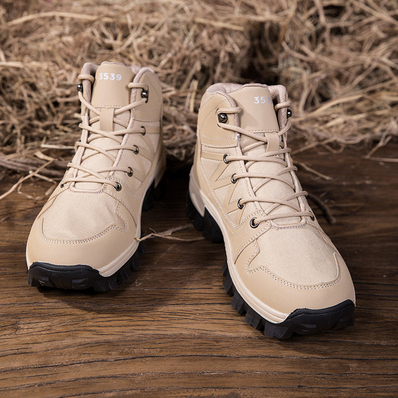 Men's Orthopedic Walking Boots - Built-In Arch Support; Ankle Support; Waterproof Leather Upper; Wide Toe; Non-Slip; Anti-Wear; Comfortable Hiking Boots
