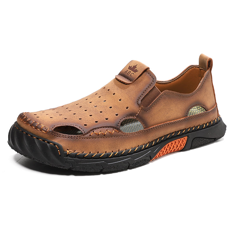 Men's Orthopedic Walking Shoes - Built-In Arch Support; Premium Leather Upper; Wide Toe; Non-Slip; Comfortable Work Shoes