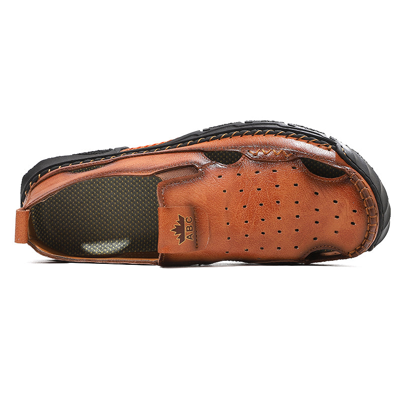 Men's Orthopedic Walking Shoes - Built-In Arch Support; Premium Leather Upper; Wide Toe; Non-Slip; Comfortable Work Shoes