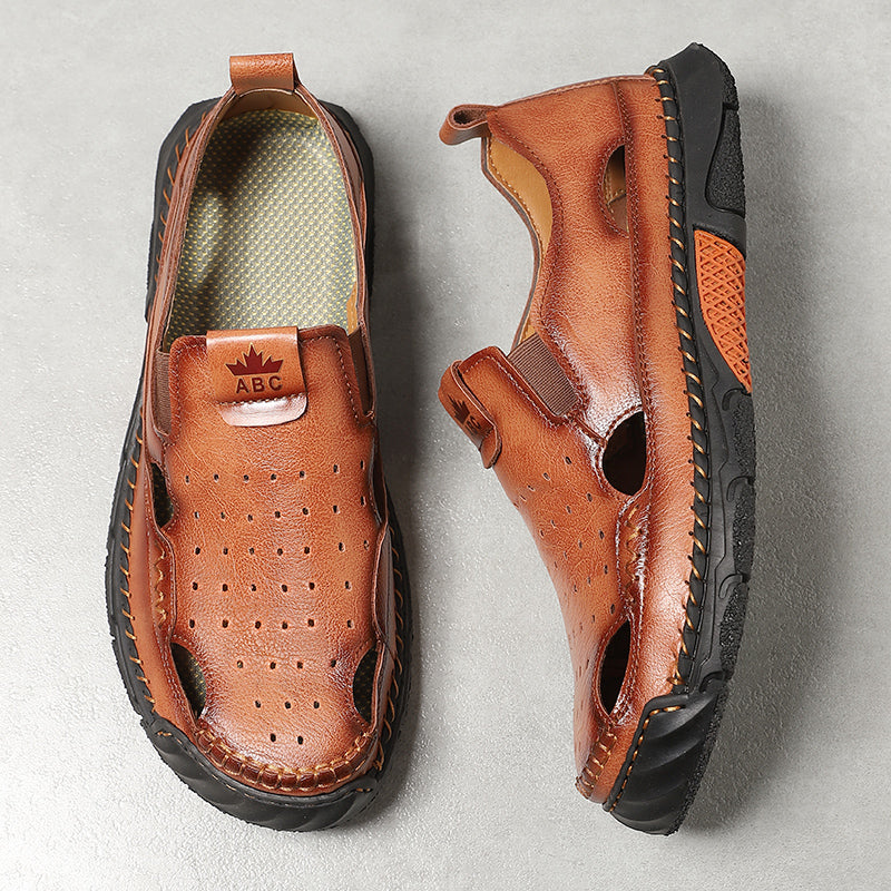 Men's Orthopedic Walking Shoes - Built-In Arch Support; Premium Leather Upper; Wide Toe; Non-Slip; Comfortable Work Shoes