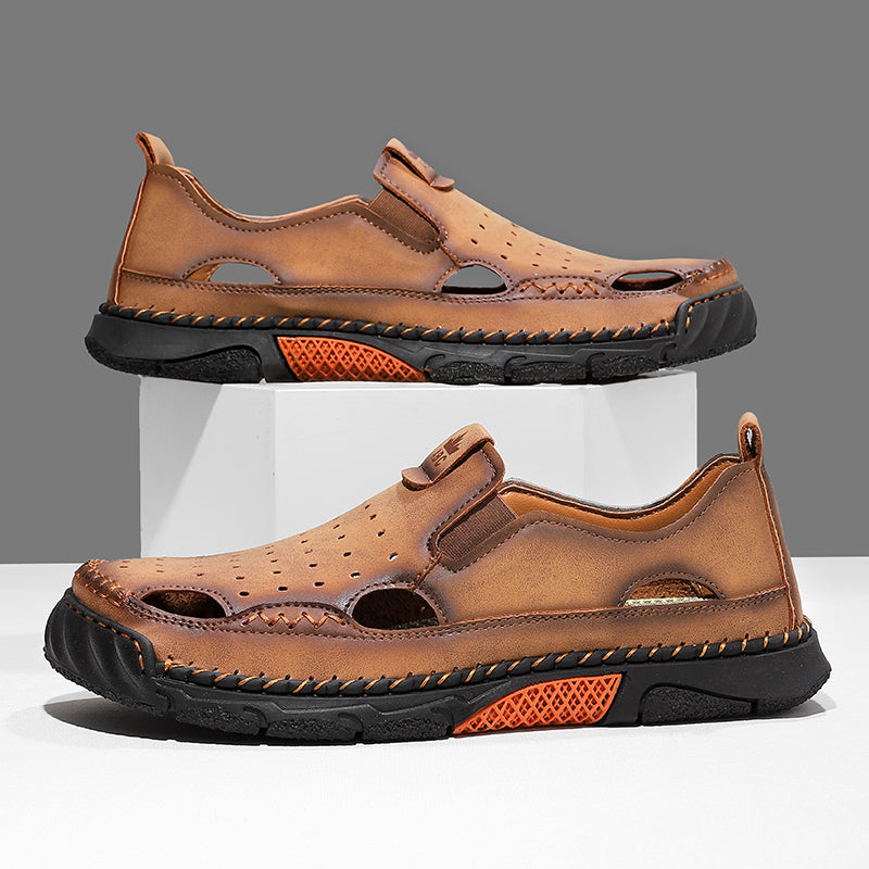 Men's Orthopedic Walking Shoes - Built-In Arch Support; Premium Leather Upper; Wide Toe; Non-Slip; Comfortable Work Shoes