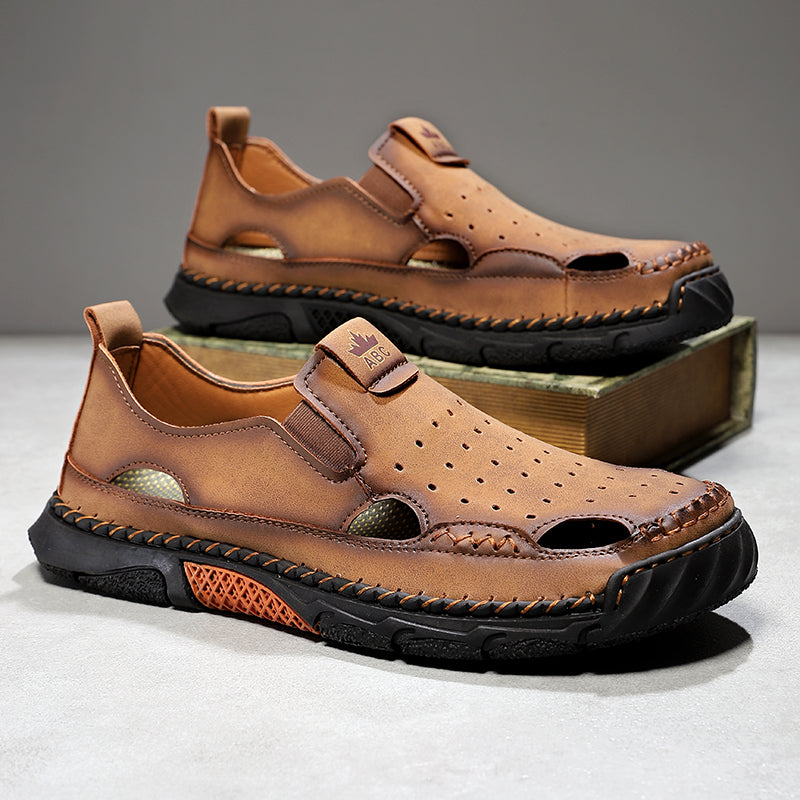 Men's Orthopedic Walking Shoes - Built-In Arch Support; Premium Leather Upper; Wide Toe; Non-Slip; Comfortable Work Shoes