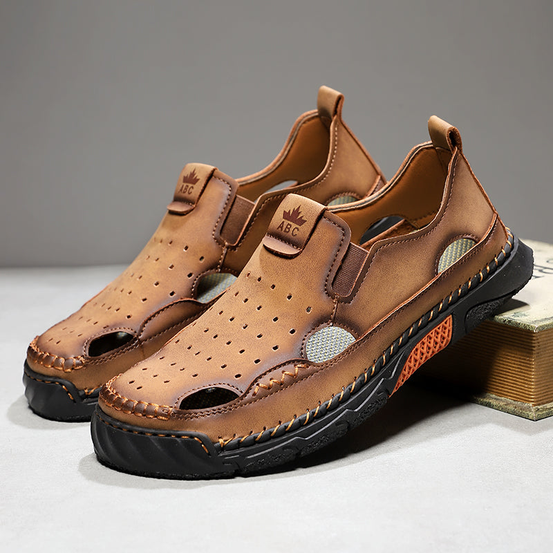 Men's Orthopedic Walking Shoes - Built-In Arch Support; Premium Leather Upper; Wide Toe; Non-Slip; Comfortable Work Shoes
