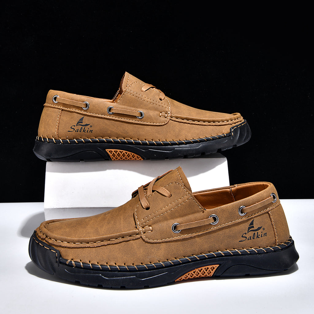 Men's Orthopedic Slip-Ons | Hand-Stitched Leather | 18mm Arch Support | 4E Wide Fit