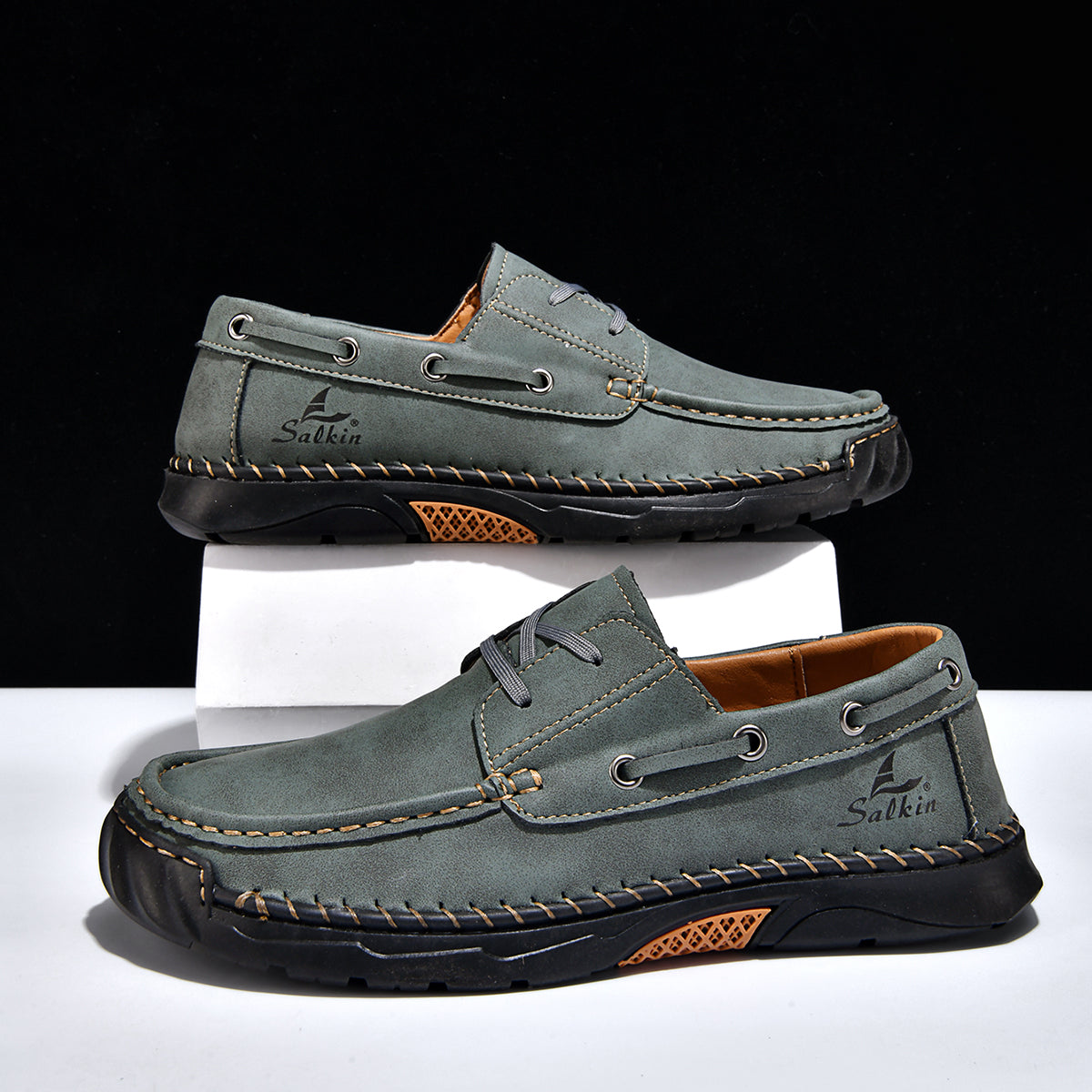 Men's Orthopedic Slip-Ons | Hand-Stitched Leather | 18mm Arch Support | 4E Wide Fit