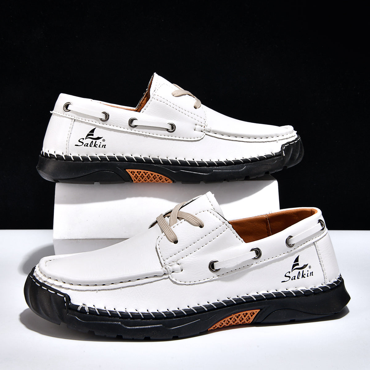 Men's Orthopedic Slip-Ons | Hand-Stitched Leather | 18mm Arch Support | 4E Wide Fit