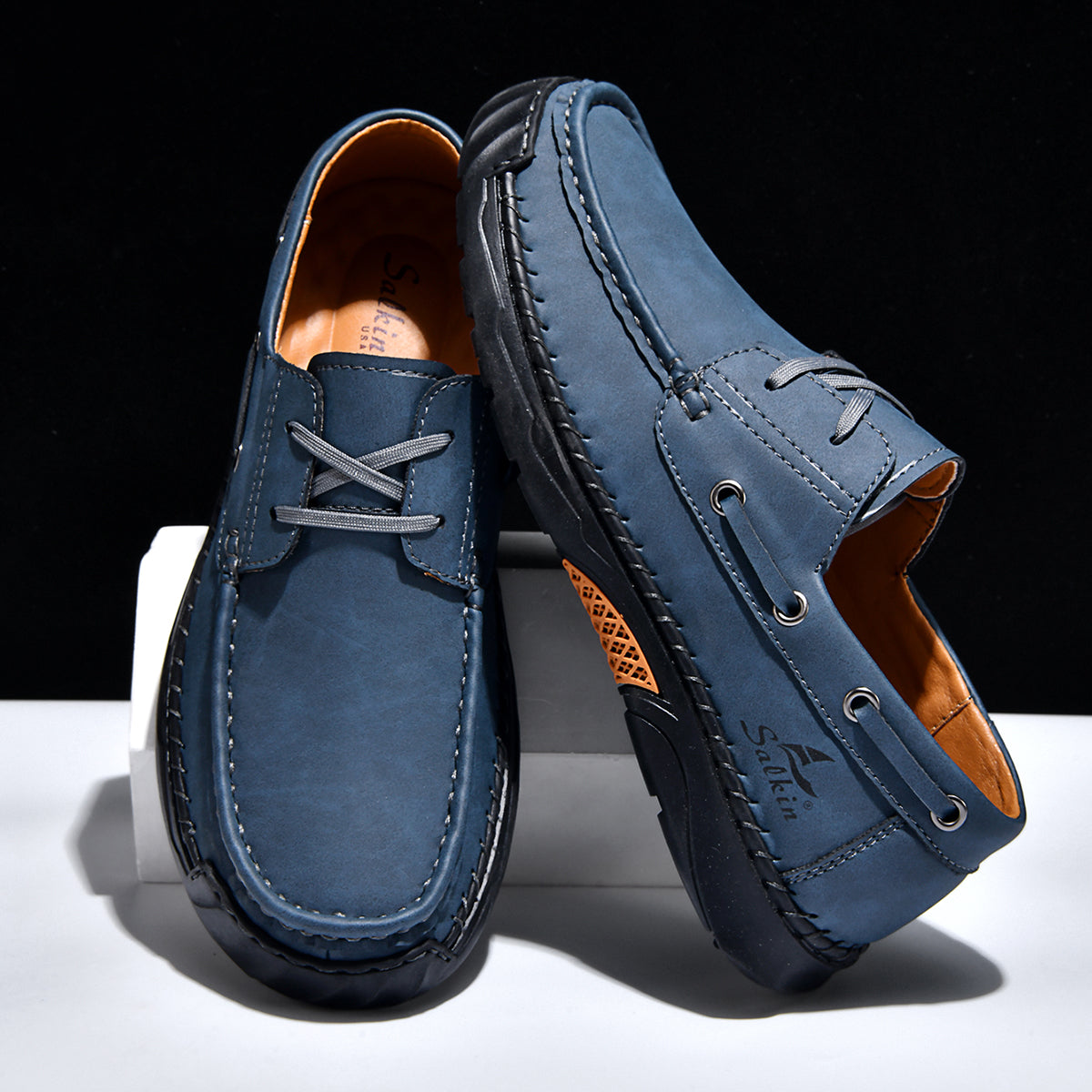 Men's Orthopedic Slip-Ons | Hand-Stitched Leather | 18mm Arch Support | 4E Wide Fit