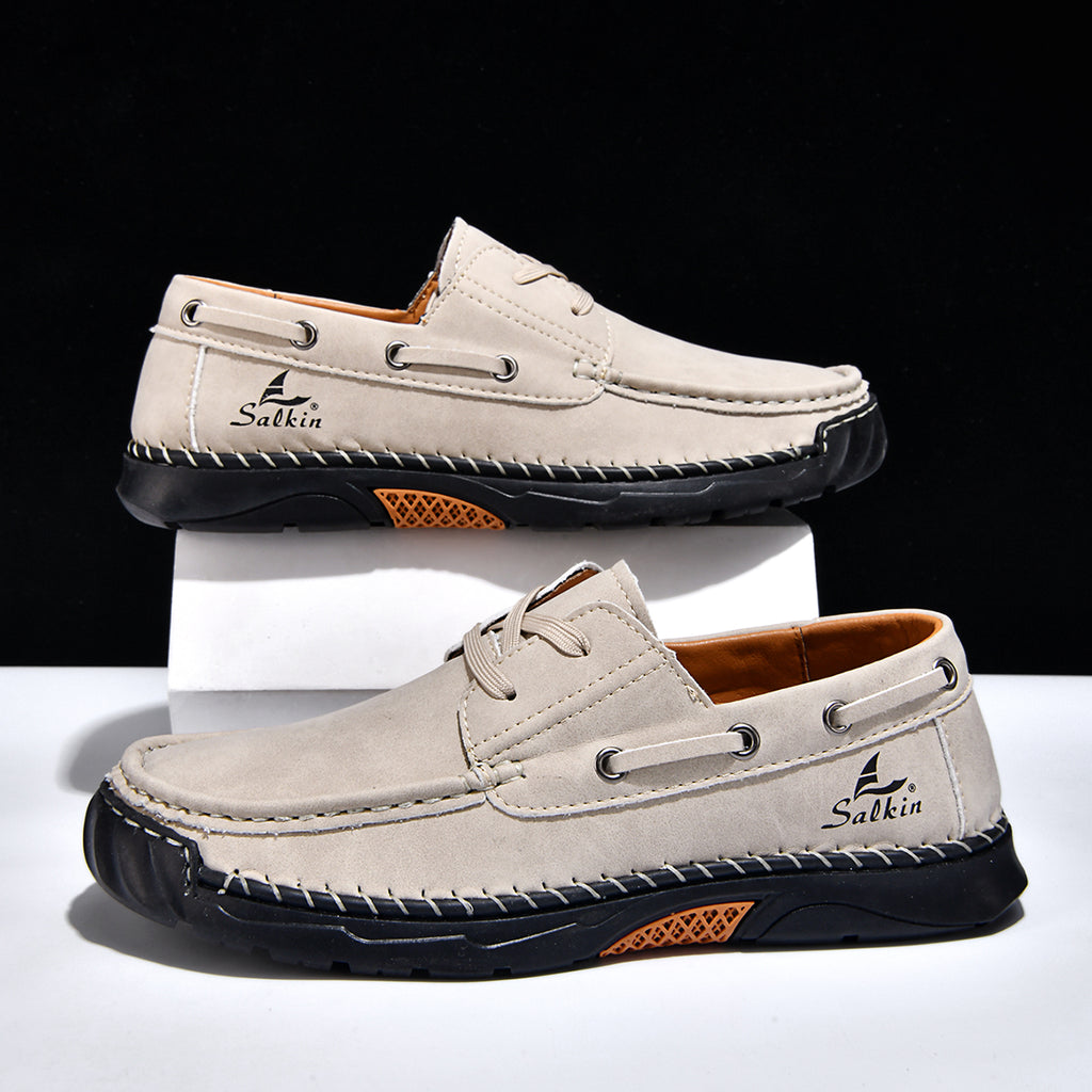 Men's Orthopedic Slip-Ons | Hand-Stitched Leather | 18mm Arch Support | 4E Wide Fit