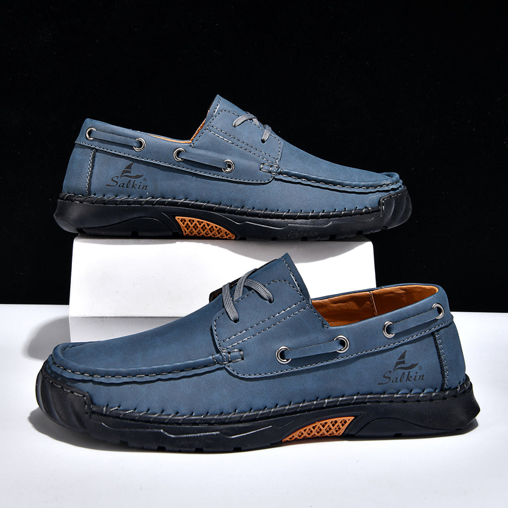 Men's Orthopedic Slip-Ons | Hand-Stitched Leather | 18mm Arch Support | 4E Wide Fit