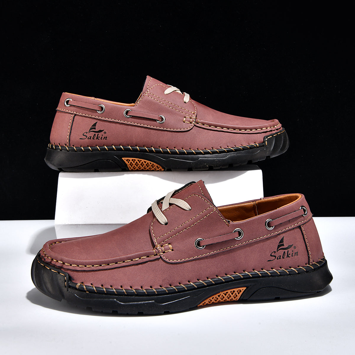 Men's Orthopedic Slip-Ons | Hand-Stitched Leather | 18mm Arch Support | 4E Wide Fit