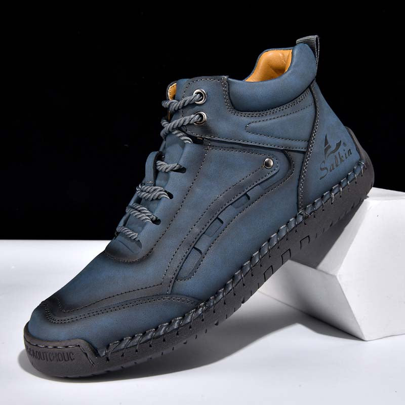 Men's Outdoor Vintage Work Boots - Handcrafted Stitching, Waterproof & Slip-Resistant