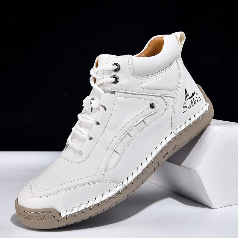 Men's Outdoor Vintage Work Boots - Handcrafted Stitching, Waterproof & Slip-Resistant