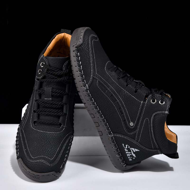 Men's Outdoor Vintage Work Boots - Handcrafted Stitching, Waterproof & Slip-Resistant