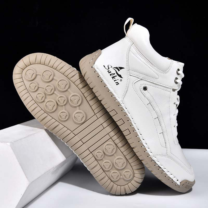 Men's Outdoor Vintage Work Boots - Handcrafted Stitching, Waterproof & Slip-Resistant