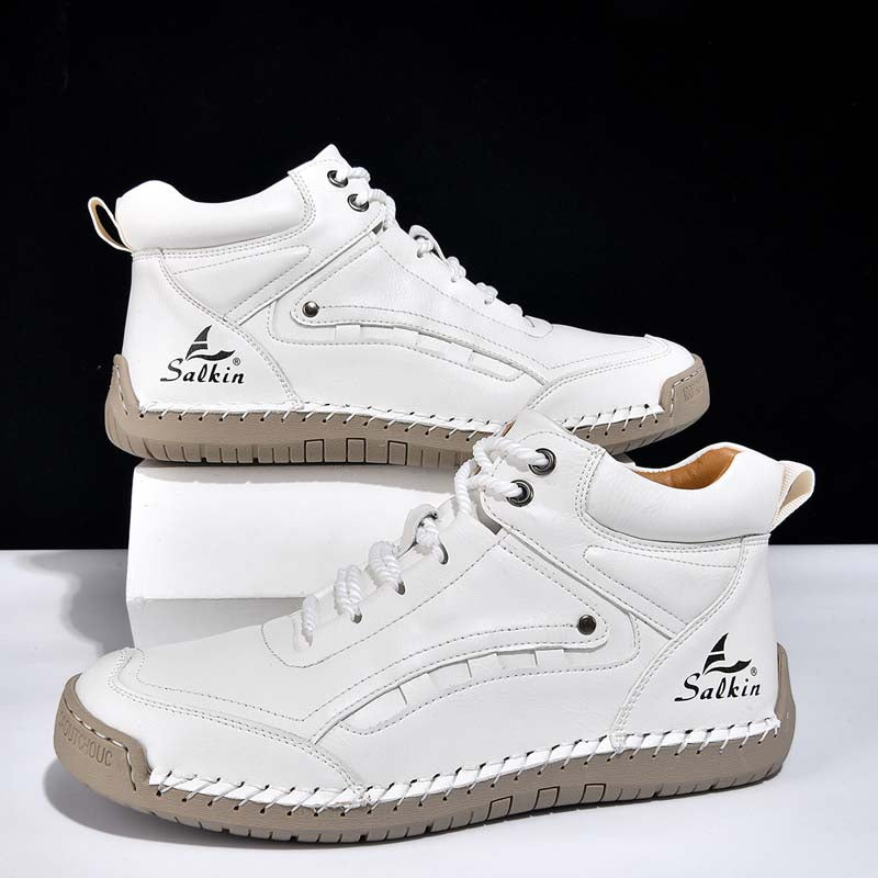 Men's Outdoor Vintage Work Boots - Handcrafted Stitching, Waterproof & Slip-Resistant