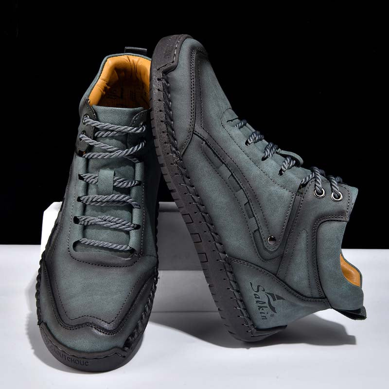 Men's Outdoor Vintage Work Boots - Handcrafted Stitching, Waterproof & Slip-Resistant