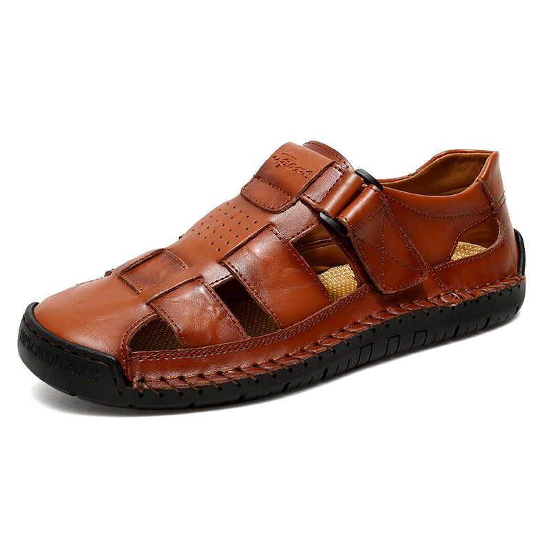 (⏰LAST DAY! 55% OFF 🔥) Men's Orthopedic Leather Fisherman Sandals | Breathable Closed-Toe Adjustable Outdoor Summer Comfort & Pain Relief
