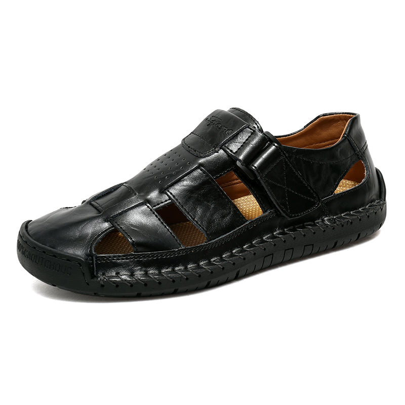(⏰LAST DAY! 55% OFF 🔥) Men's Orthopedic Leather Fisherman Sandals | Breathable Closed-Toe Adjustable Outdoor Summer Comfort & Pain Relief