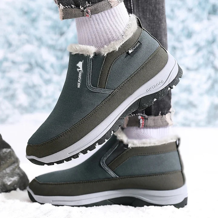 (⏰ Almost Gone!!!) Men's Outdoor Slip-on Warm Hiking Boots - Waterproof, Slip-resistant, Puncture-resistant - Arch Support, Wide Toe - Suitable for Everyday Wear and Outdoor Adventures