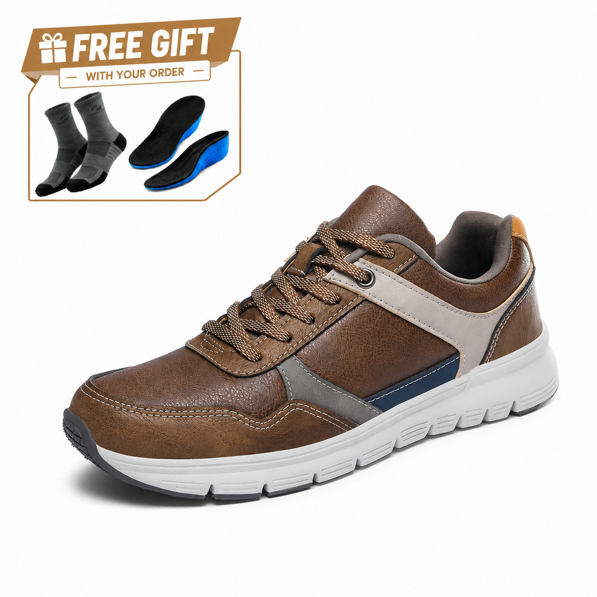 (⏰Limited Time Sale 70% OFF🔥)Men’s Genuine Leather Walking Shoes for Tired, Wide Feet | Cushioned Arch Support & All-Day Comfort
