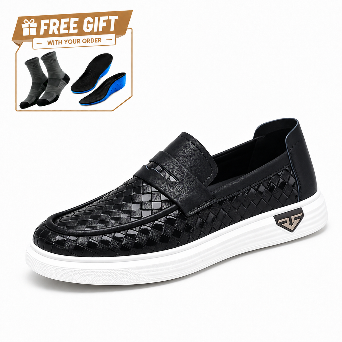 (🎁FREE SOCKS + INSOLES🧦)Men’s Breathable Perforated Leather Slip-On Shoes for Hot, Wide Feet | Arch Support & All-Day Comfort