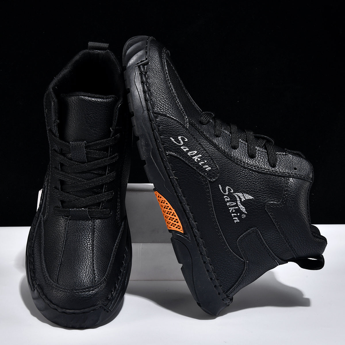 Men's Orthopedic Leather Shoes - Built-in Arch Support, Ankle Support, Waterproof, Non-Slip, Comfortable Work Shoes, Ideal For All-Day Wear and Durable For 5 Years