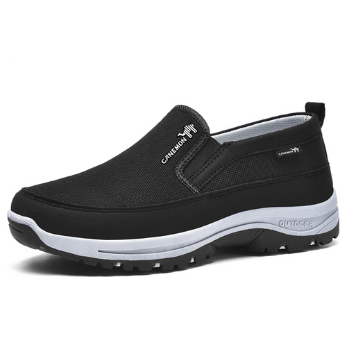 ( ⏰Only a Few Left! ) Men's Slip-On Walking Shoes with Lightweight Cushioned Sole - Waterproof Mesh, Anti-Slip, Wide Toe, Arch Support