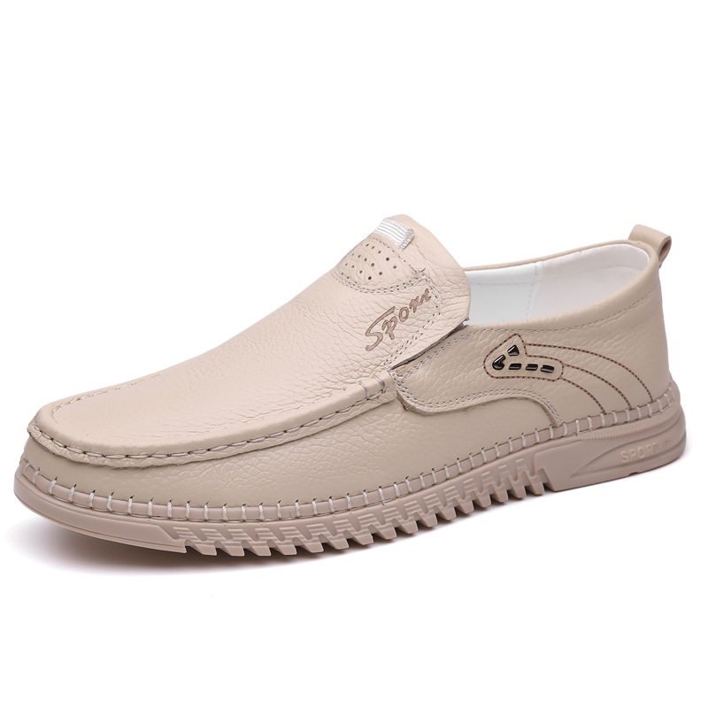 Slip-On Genuine Leather Loafers: Breathable Soft Calfskin, Cloud Cushion Sole for Driving & Business Casual