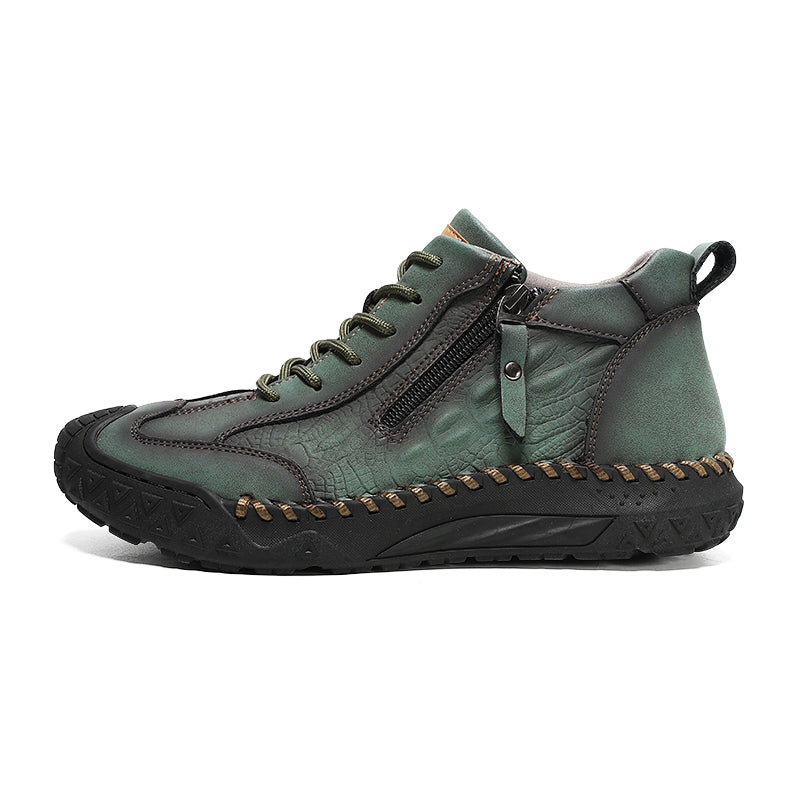 Men's Vintage Work Boots Outdoor - Handcrafted Stitching, Waterproof & Slip-Resistant