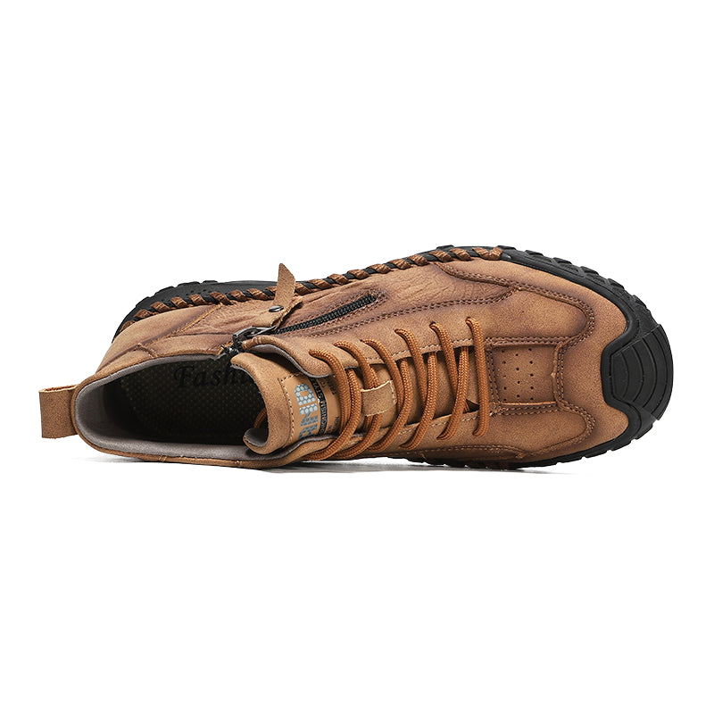 Men's Vintage Work Boots Outdoor - Handcrafted Stitching, Waterproof & Slip-Resistant