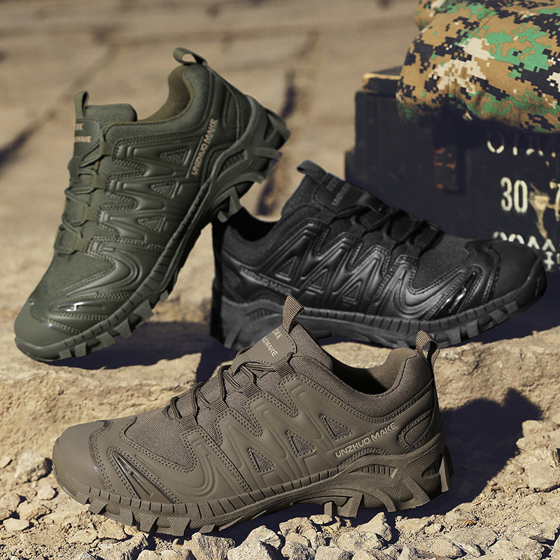 Men’s Lightweight Hiking/Work Shoes — Multi-Terrain Slip-Resistant, Breathable Quick-Dry Mesh, Shock-Absorbing Arch Support, Wide Protective Toe & Ankle Support