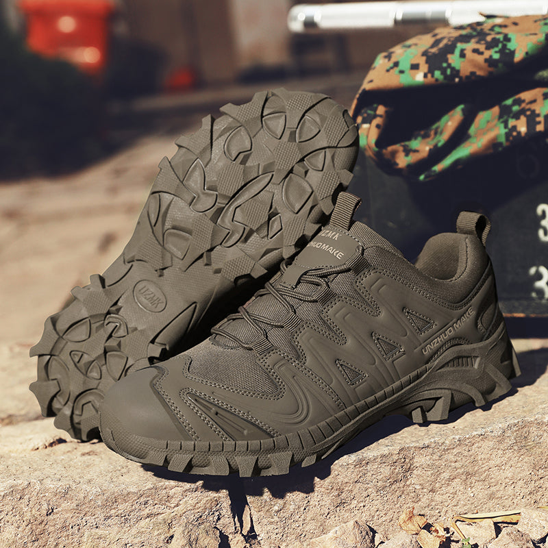 Men’s Lightweight Hiking/Work Shoes — Multi-Terrain Slip-Resistant, Breathable Quick-Dry Mesh, Shock-Absorbing Arch Support, Wide Protective Toe & Ankle Support