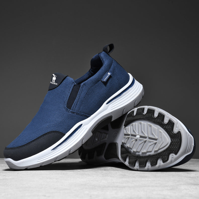 Men’s Slip-On Walking Shoes – Lightweight Cushioned Sole, Waterproof Mesh, Wide Toe Box, Arch Support & Non-Slip Traction