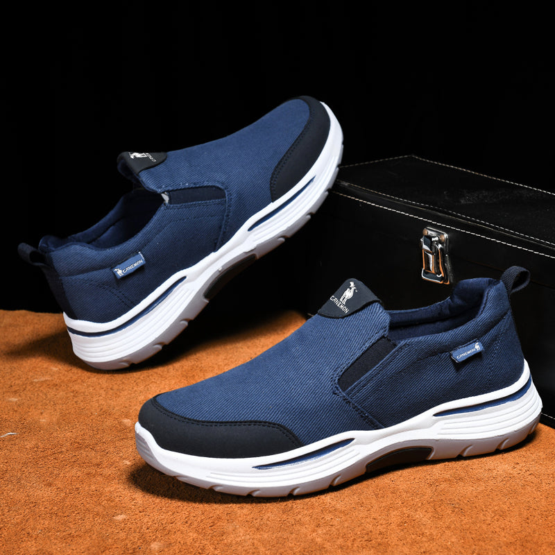 Men’s Slip-On Walking Shoes – Lightweight Cushioned Sole, Waterproof Mesh, Wide Toe Box, Arch Support & Non-Slip Traction