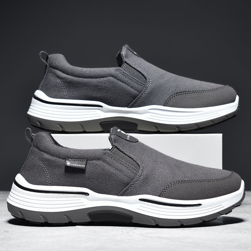 Men’s Slip-On Walking Shoes – Lightweight Cushioned Sole, Waterproof Mesh, Wide Toe Box, Arch Support & Non-Slip Traction