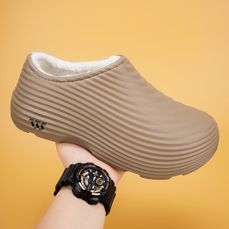 Unisex Fall/Winter Warm EVA Slip-On Clogs – Comfortable Pain-Relief Shoes with Arch Support, Waterproof & Non-Slip, Cozy Sherpa Lining for Indoor & Home Casual Wear