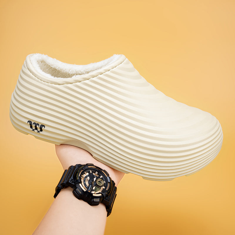 Unisex Fall/Winter Warm EVA Slip-On Clogs – Comfortable Pain-Relief Shoes with Arch Support, Waterproof & Non-Slip, Cozy Sherpa Lining for Indoor & Home Casual Wear