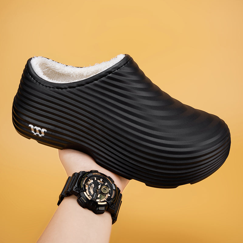 Unisex Fall/Winter Warm EVA Slip-On Clogs – Comfortable Pain-Relief Shoes with Arch Support, Waterproof & Non-Slip, Cozy Sherpa Lining for Indoor & Home Casual Wear