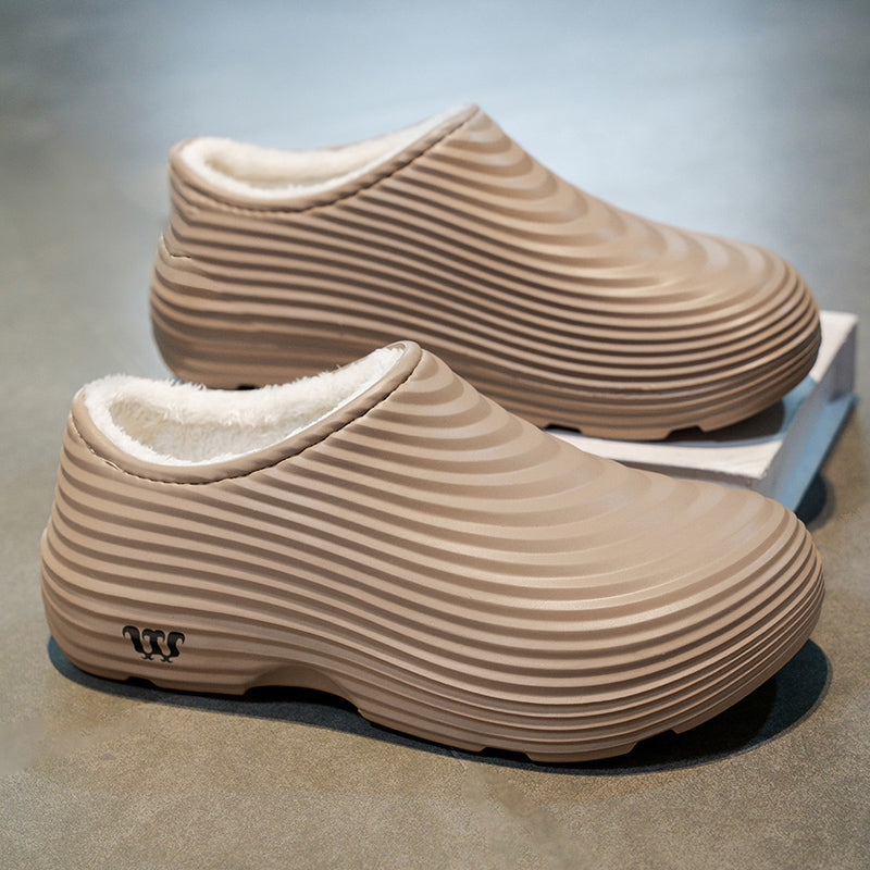 Unisex Fall/Winter Warm EVA Slip-On Clogs – Comfortable Pain-Relief Shoes with Arch Support, Waterproof & Non-Slip, Cozy Sherpa Lining for Indoor & Home Casual Wear