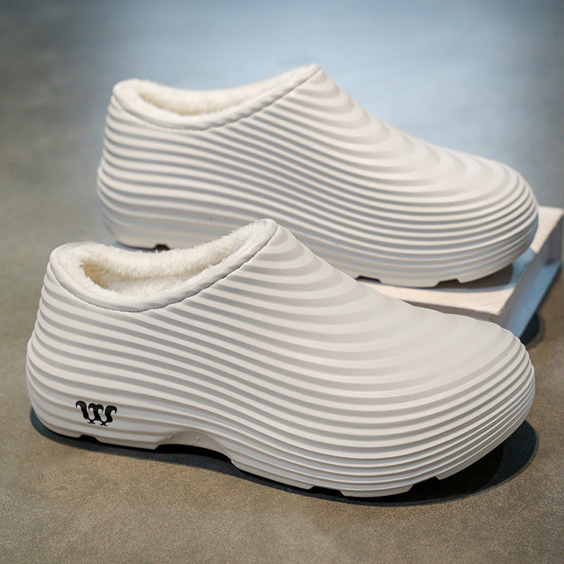 Unisex Fall/Winter Warm EVA Slip-On Clogs – Comfortable Pain-Relief Shoes with Arch Support, Waterproof & Non-Slip, Cozy Sherpa Lining for Indoor & Home Casual Wear