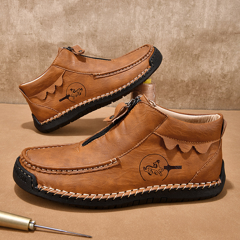 Men's Vintage Outdoor Work Boots – Orthopedic Comfort, Handcrafted Stitching, Waterproof & Non-Slip, Relieves Foot Pain