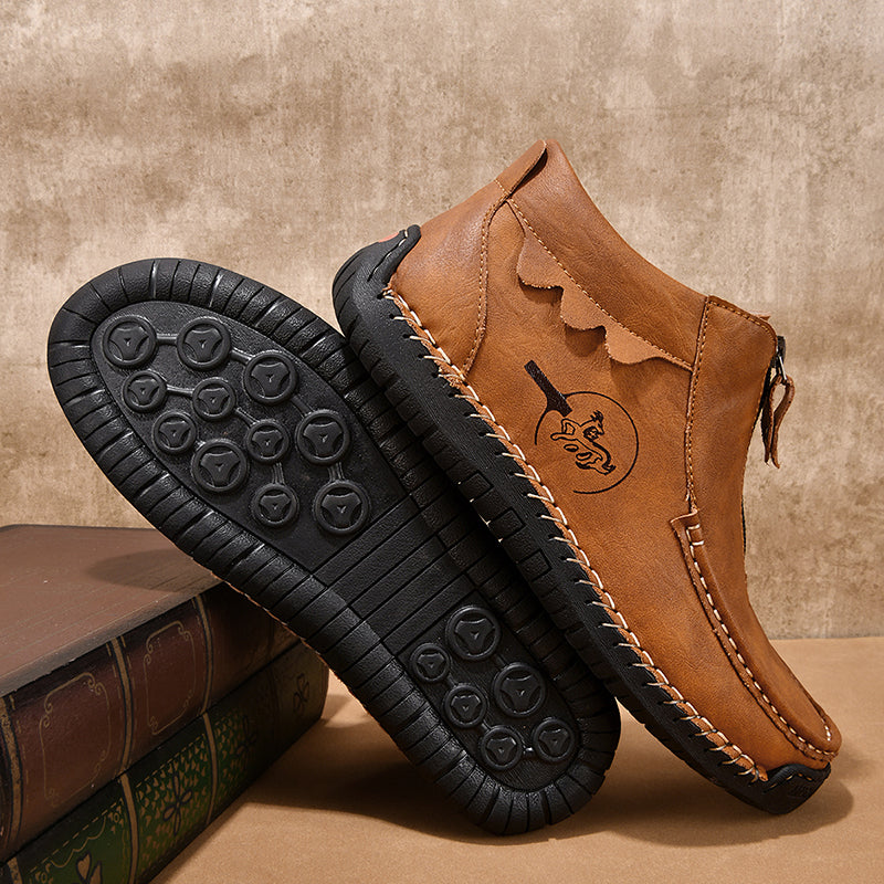 Men's Vintage Outdoor Work Boots – Orthopedic Comfort, Handcrafted Stitching, Waterproof & Non-Slip, Relieves Foot Pain