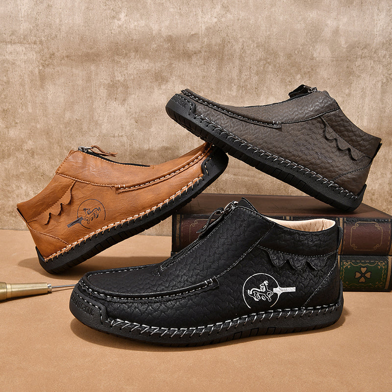 Men's Vintage Outdoor Work Boots – Orthopedic Comfort, Handcrafted Stitching, Waterproof & Non-Slip, Relieves Foot Pain