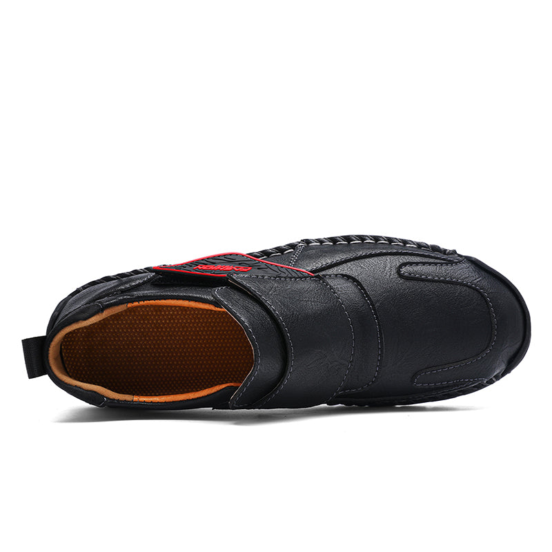 Mens Hand Stitching Leather Lace Up Ankle Boots Casual Vintage Non Slip Flats Arch Support Loafers for Hiking Walking Driving Chukka Boots