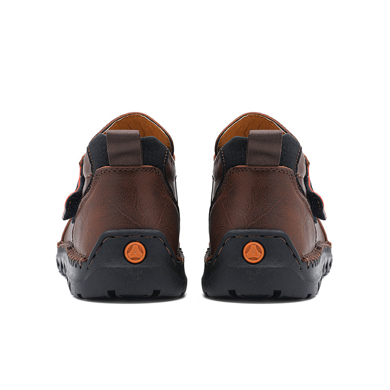 Mens Hand Stitching Leather Lace Up Ankle Boots Casual Vintage Non Slip Flats Arch Support Loafers for Hiking Walking Driving Chukka Boots