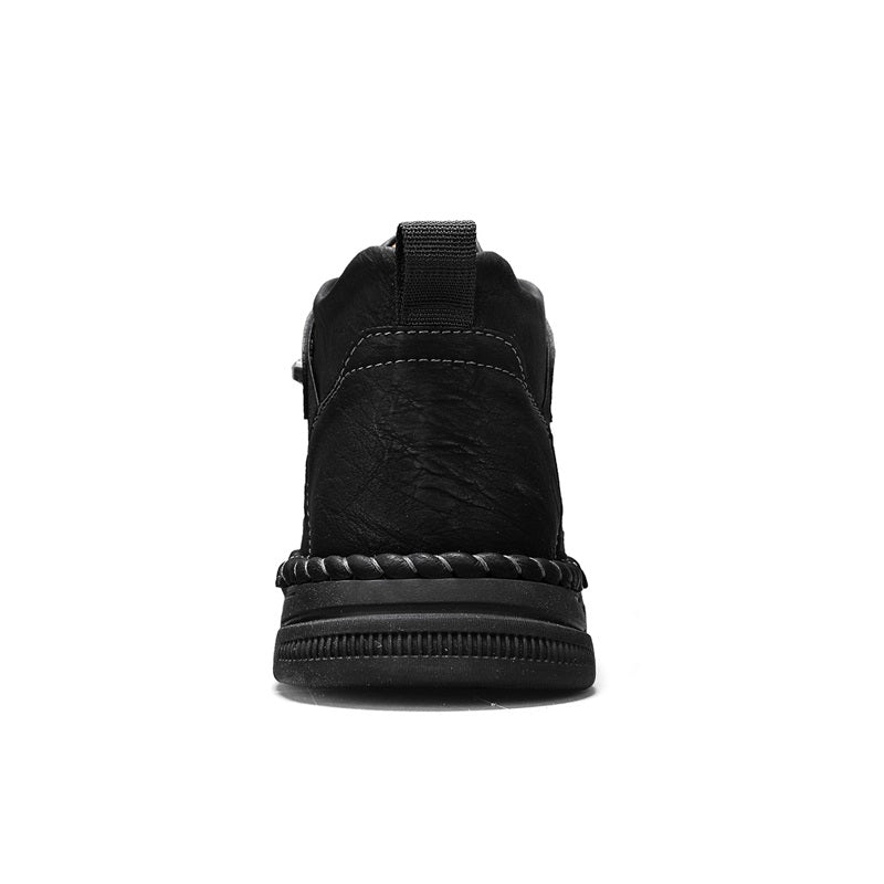 Mens Casual Leather Shoes Ankle Chukka Boots Slip On Lightweight Loafers Mid top Walking Driving Shoes for Male